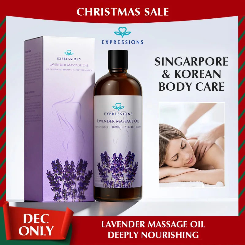 

200ml Expressions Lavender Massage Oil, Plant-Extracted, Non-Greasy, Stress-Relieving, Sleep-Promoting, Perfect for Body Care