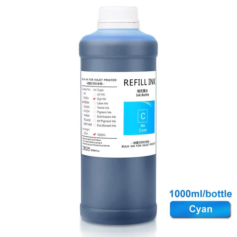 1000ML/Bottle Refill Dye Ink For Epson Stylus Pro 7700 9700 7800 4800 9800 7400 For Epson T7000 T3000 T5000 Inkjet Printer