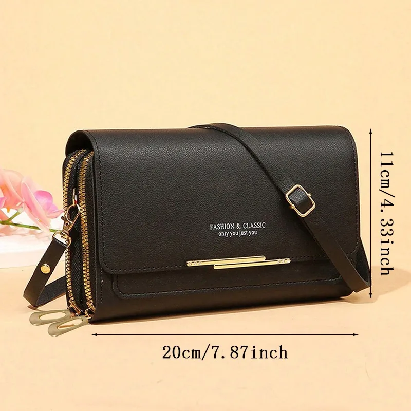 Damen Lange Geldbörse Koreanische Version Umhängetasche Doppelreißverschluss Große Kapazität Clutch-Tasche Schulter-Handtasche Damen Handytasche – Detail 39