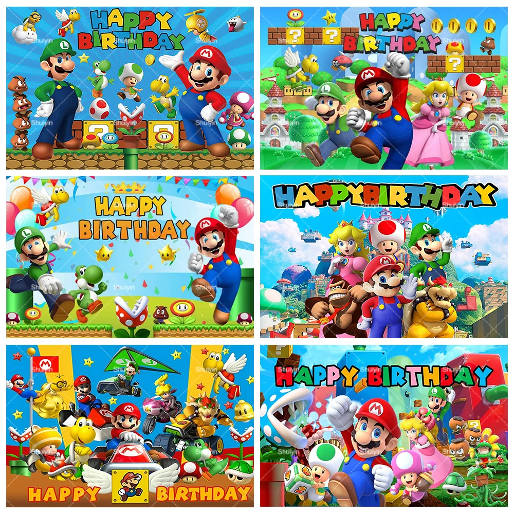 

Cartoon Mushroom Coin Bros Backdrop Kids Birthday Decorations Party Supplies Baby Shower Banner Photo Shoot Props Boy Favor Gift