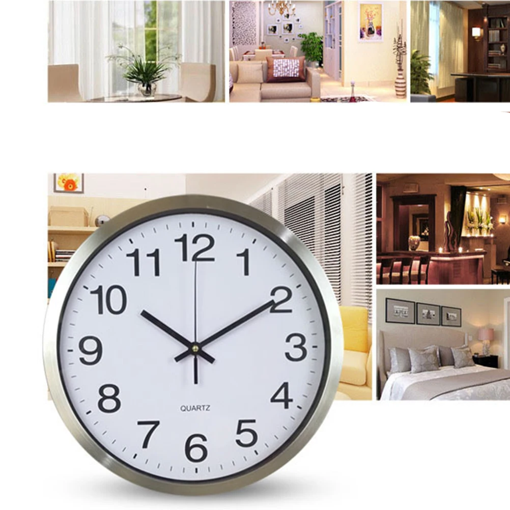 

Retro Wall Clock Safe Materials Operated Simple Decor Home Store Stainless Steel Hanging Clock WallDecoration