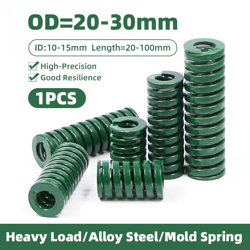 

Creamily 1PCS Mould Die Spring Green Heavy Load Alloy Steel Spiral Stamping Compression Mold Springs OD=20-30mm Length=20-100mm