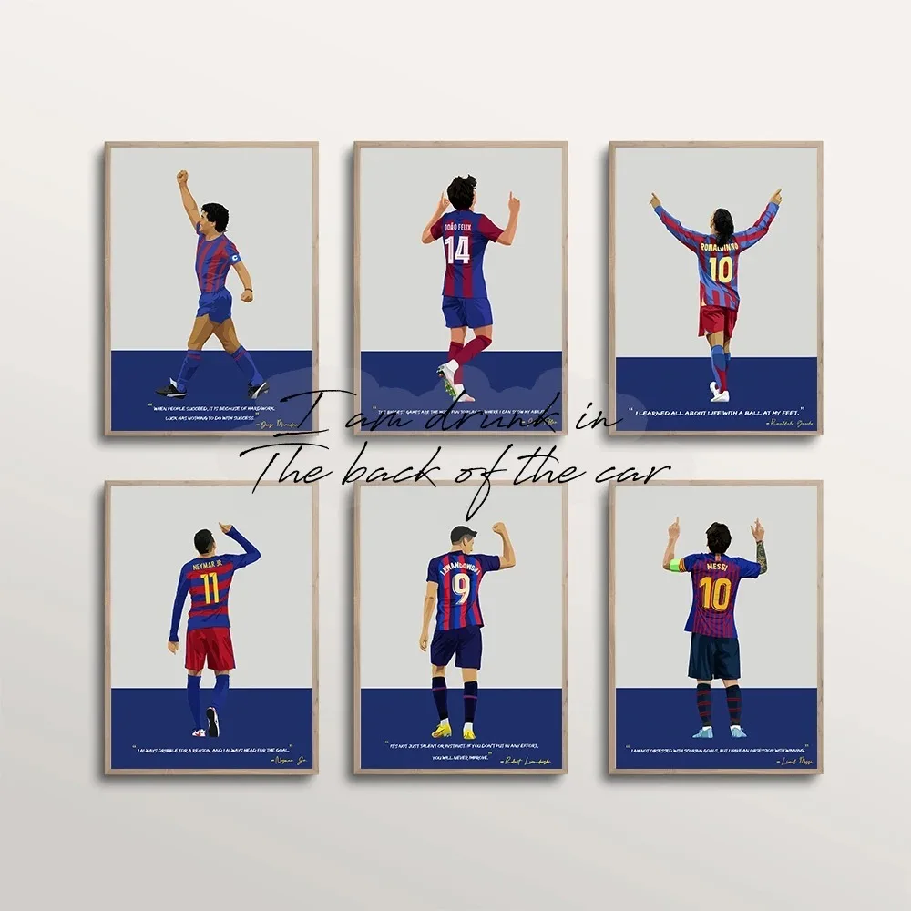 Póster de fútbol de Barcelona, impresión en lienzo, decoración artística de pared para habitación del hogar, jugadores, decoración de pared para fanáticos