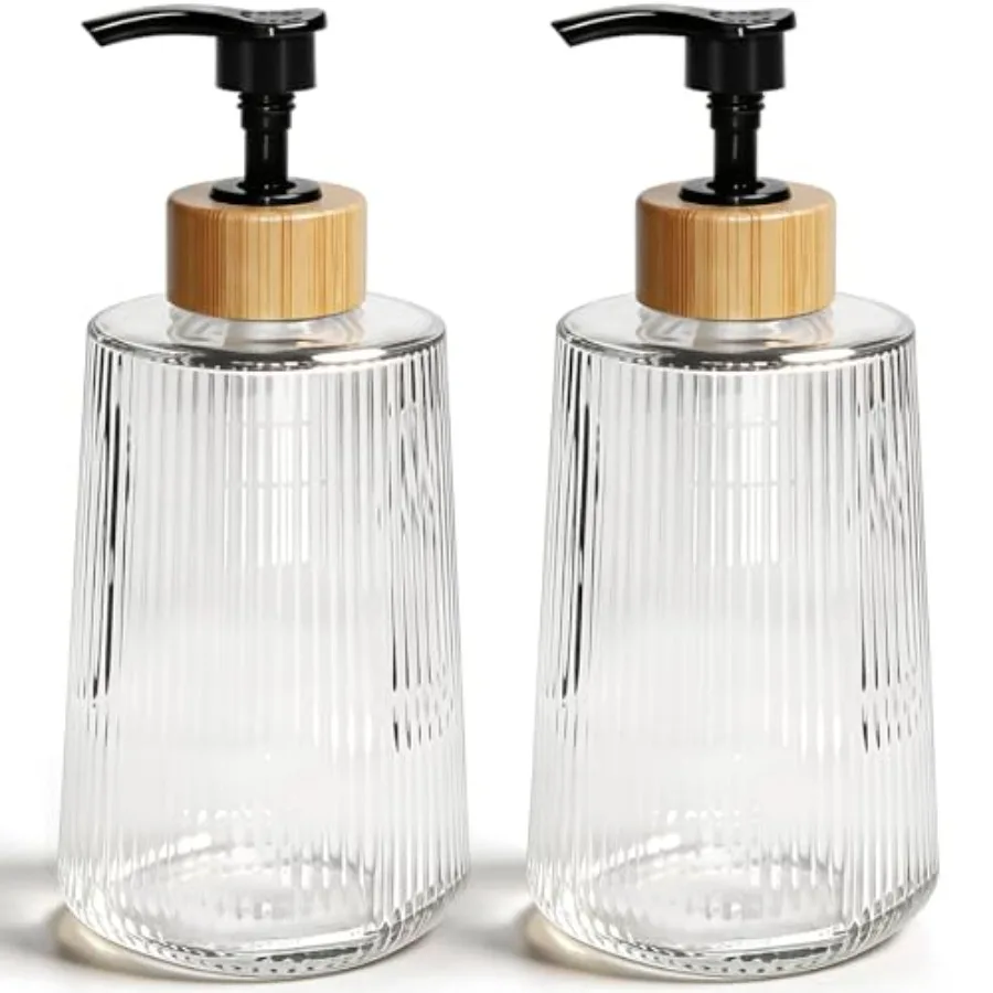Glass Soap Dispenser, Thickened Glass Hand Soap Dispenser for Bathroom, Kitchen Dish Washing Liquid Bottles, Shampoo and Condit