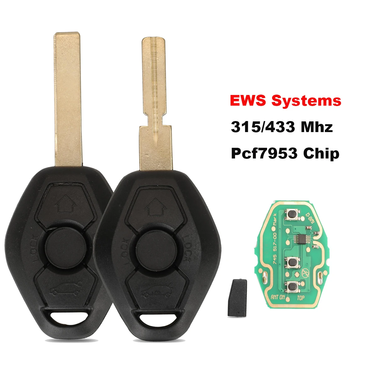 

jingyuqin 10P EWS 315/433Mhz EWS Systems ID44 Remote Key Shell For BMW EWS X3 X5 Z3 Z4 1/3/5/7 Series Keyless Entry Transmitter