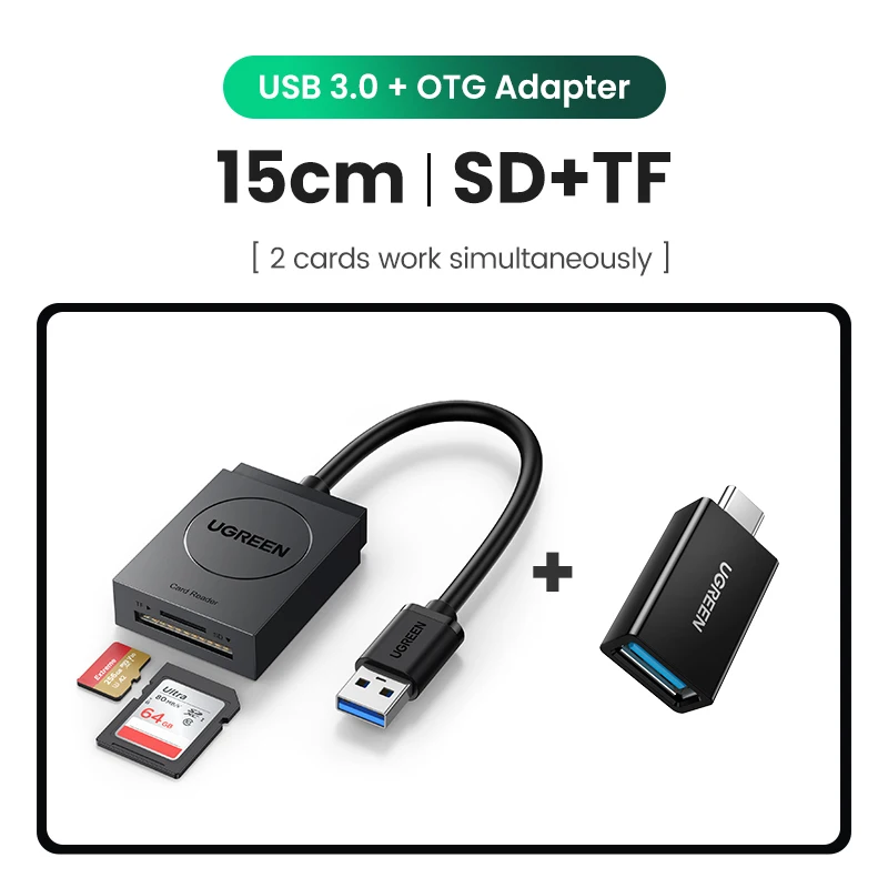 Ugreen-マイクロSDカードリーダー,4-in-1,usb3.0/USB-Cからsd,tf cf,pc