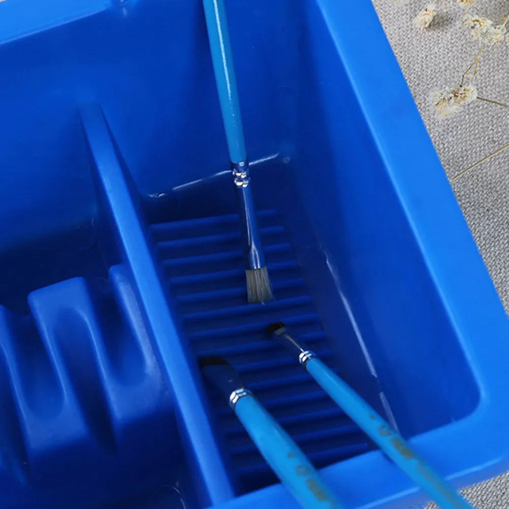 

Синее пластиковое ведро для мытья кистей, квадратной формы, для художественных принадлежностей, с отсеками, органайзер для инструментов для рисования, для класса/учебного заведения