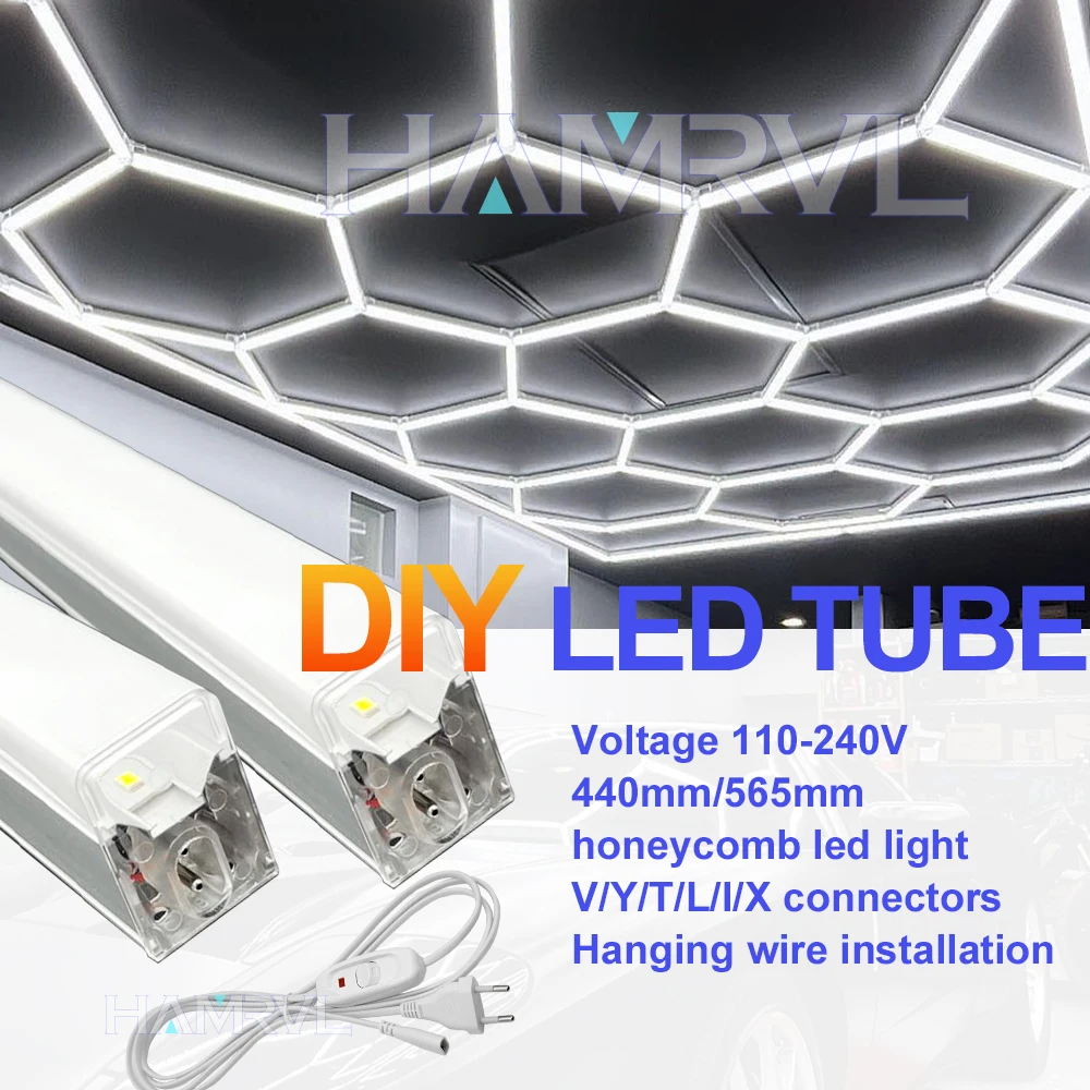 LED Hexagon Connector Cable DIY for Honeycomb Lamp AC110V-240V Barbershop Esports Workshop Garage 4S Car surface Lighting