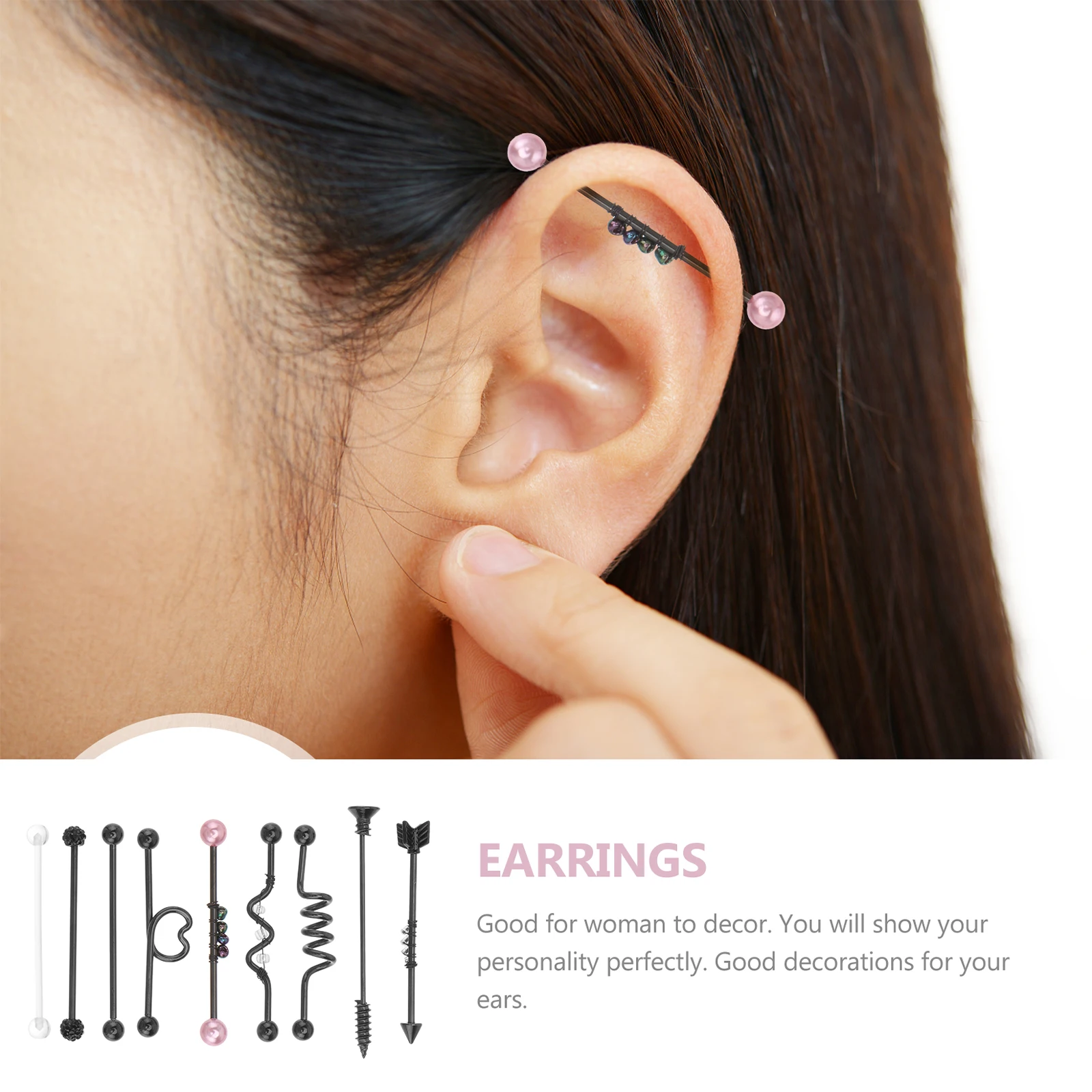 

9pcs Earring Set Durable Fine Workmanship Comfortable Feel Party Dance Silver Gold Women