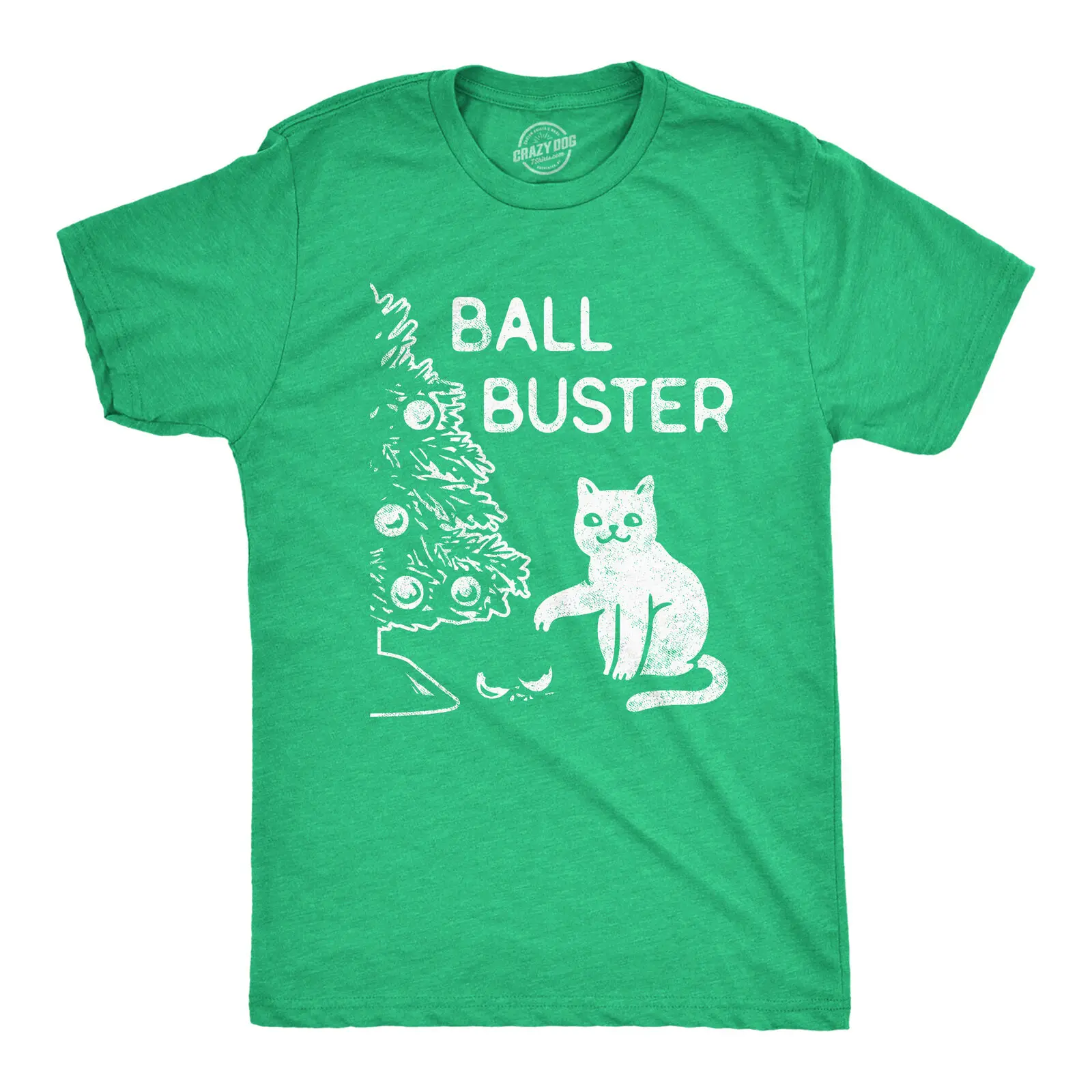 

Mens Ball Buster Tshirt Funny Christmas Tree Cat Ornaments Graphic Tee