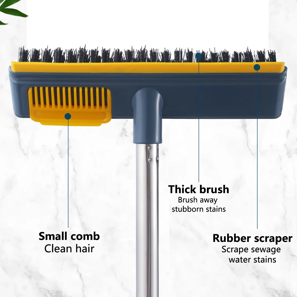 2 in 1 Floor Scrub Brush Adjustable Long Handle Stiff Bristle Floor Srubber Shower Cleaning Brush for Bathroom Kitchen Cleaning