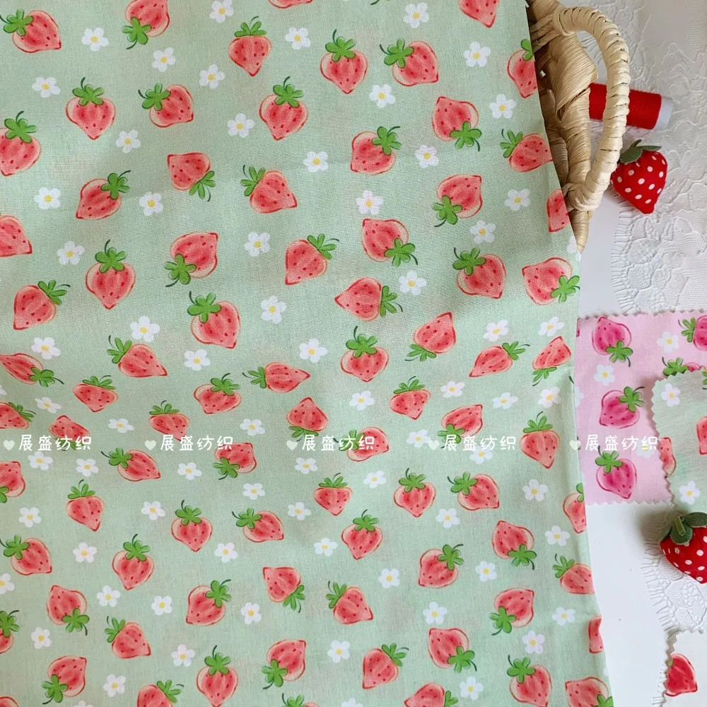 145x50cm 100% Baumwolle 40s Bedruckter Stoff im Ins-Stil mit süßen Erdbeer-Motiven für DIY-Haargummis, Taschen, Hemden, Kleidungsstücke und Bastelarbeiten – Detail 3