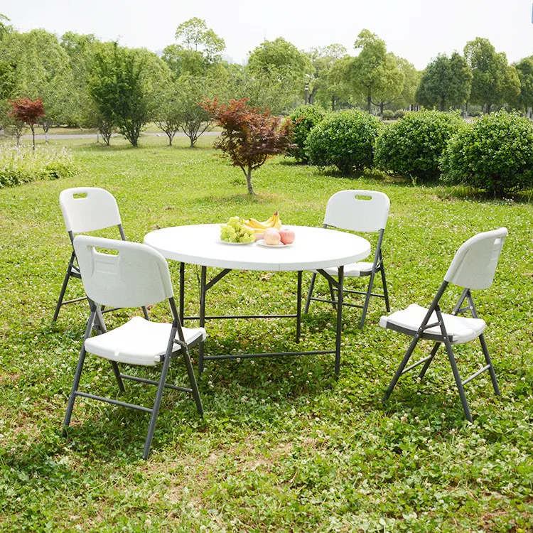 Outdoor 10 people Portable White Plastic Round Folding Dining Wedding Table 180cm For Events