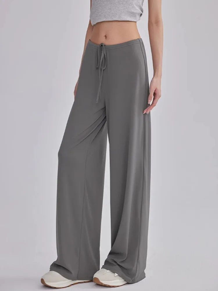 

BKLD Summer New Fashion Solid Color Cool Yoga Pants Women Clothing Quick Drying Loose Running Fitness Wide Leg Pants Trousers