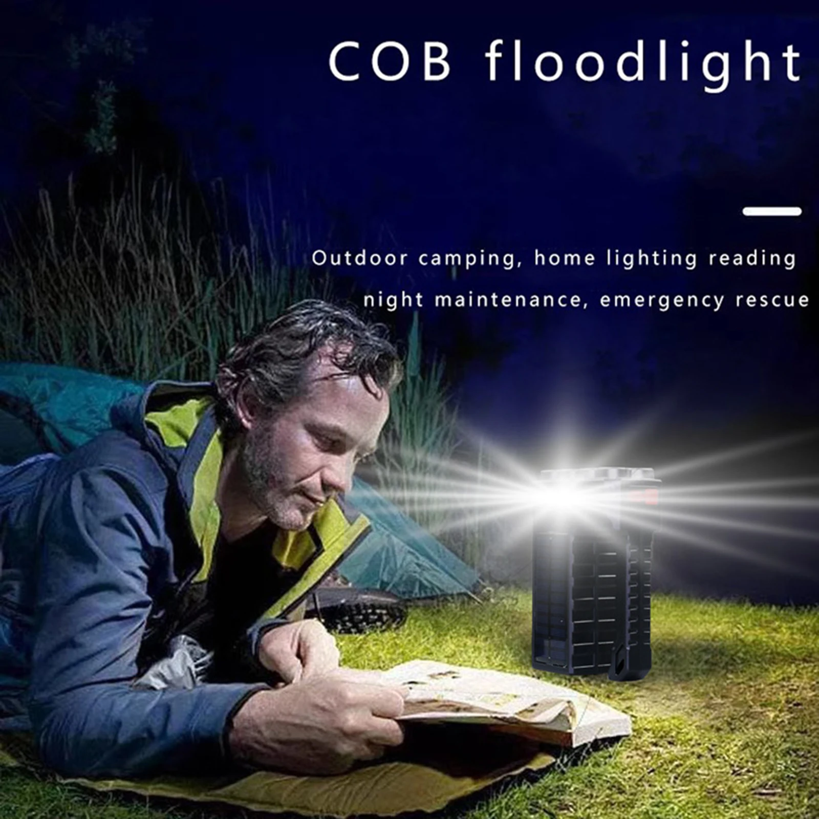 Solar Charging USB Rechargeable Flashlights LED Handheld Spotlight Portable Lightweight Searchlight for Fishing Outdoor Camping