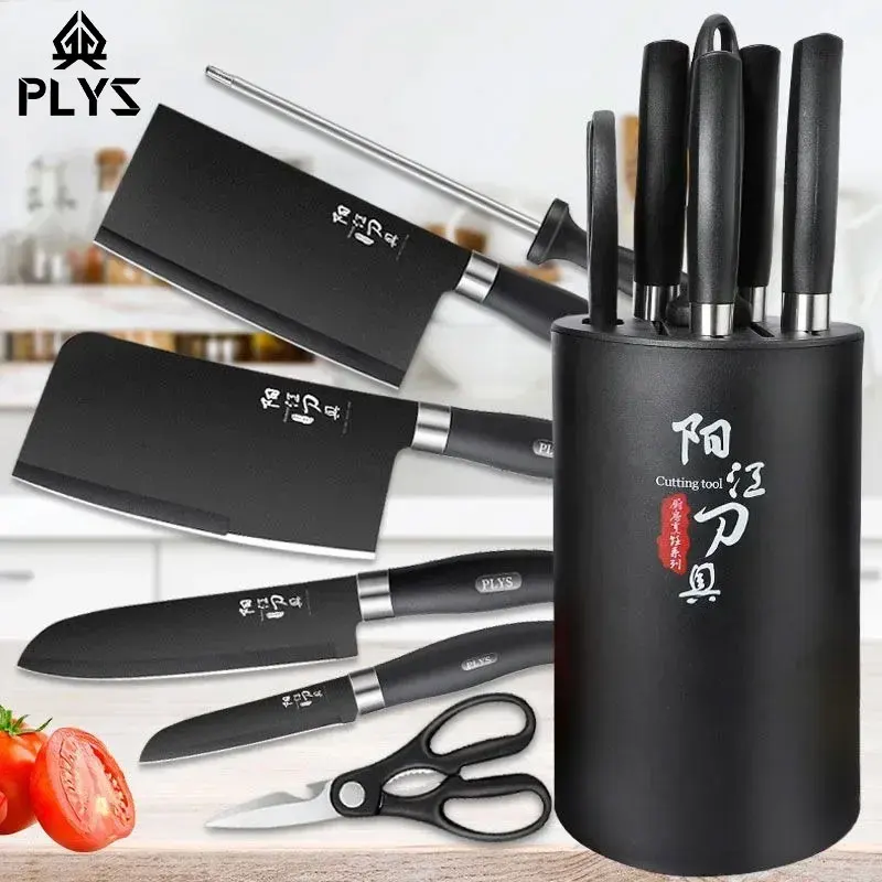 High quality Black Steel Knife set Home multi-functional sharp Bone cutting knife, chef\'s slicing knife, kitchen accessories