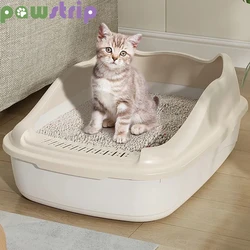 Cat Litter Box Semi Closed Anti-Splash Cat Toilet Bedpan with Scoop Breathable Durable Kitten Litter Box Pet Accessories