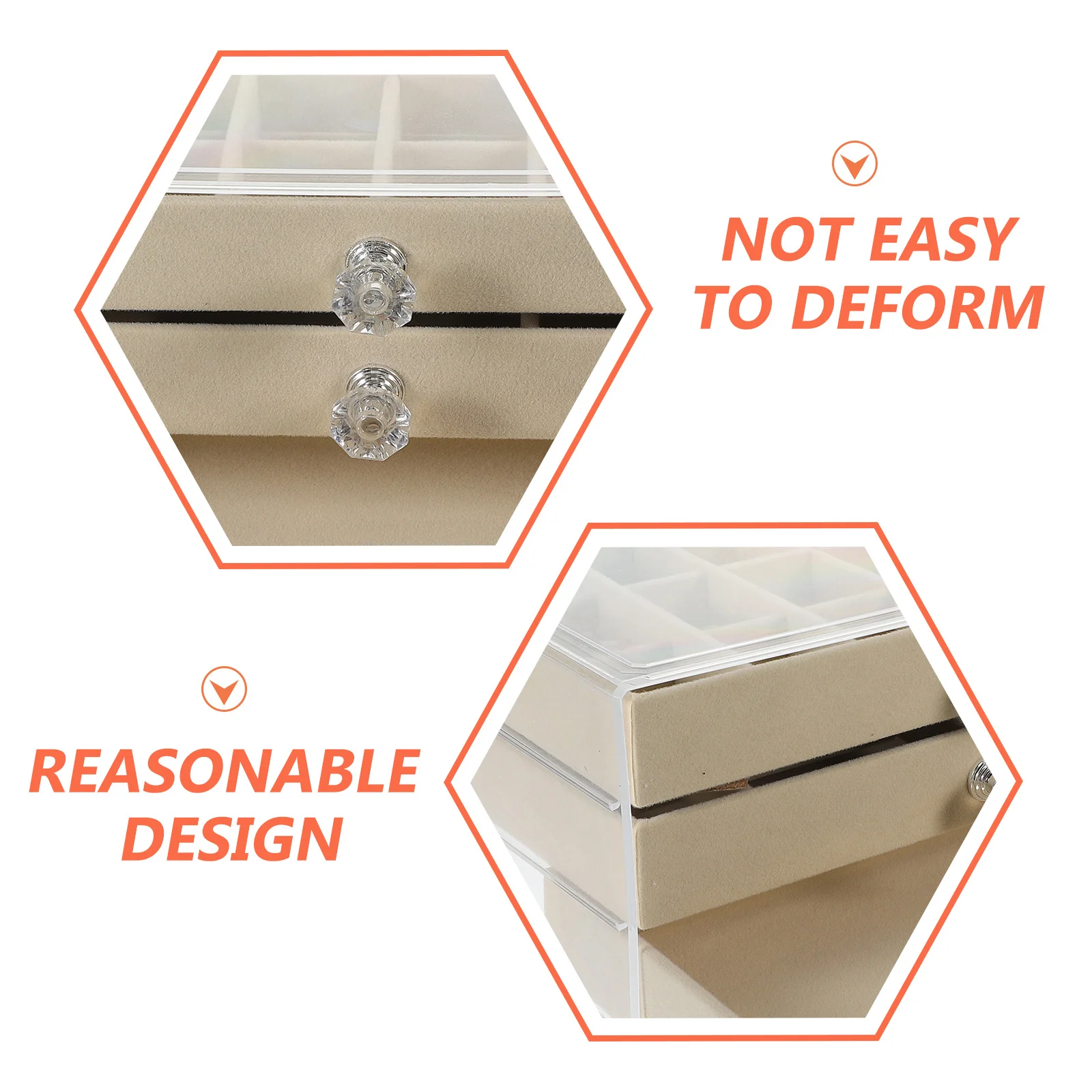 

37 Compartment 3-Layer Drawer Jewelry Organizer Box Pet Storage Case For Earrings Rings Necklaces Women Girls Beige Desktop