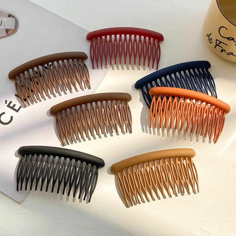 1Pc Solid Color Plastic French Fashion Hair Comb 8cm Straight Teeth Hair Clip Hair Side Styling Braids Tools Hair Accessories