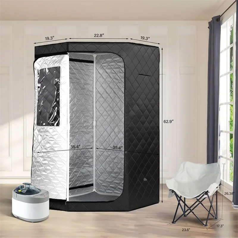 Portable Steam Sauna, 1 Person Sauna Tent for Home, with 4L & 1500W Steamer