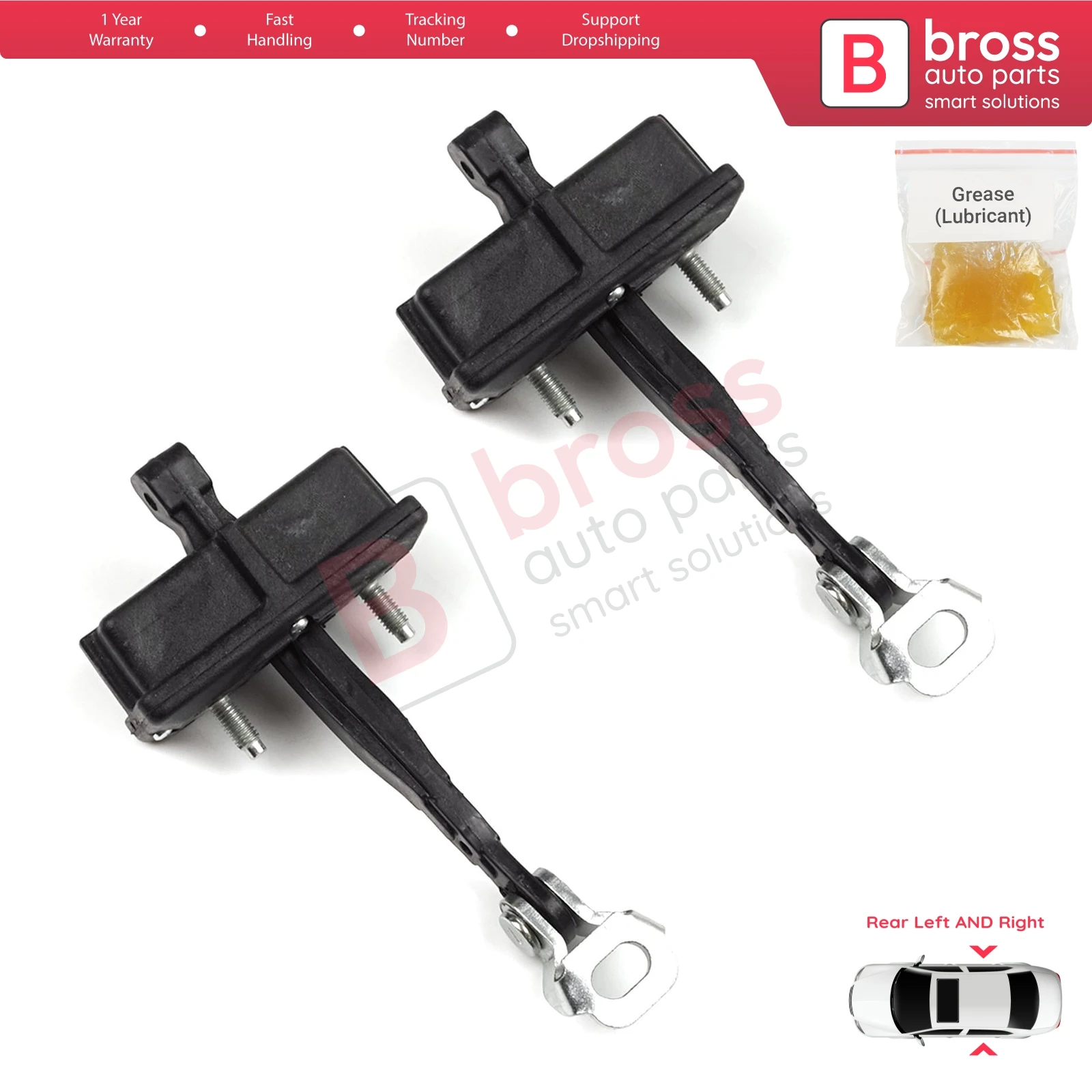 BDP1300-1 2 stuks achterdeur scharnierstop beperkingsriem voor Fiat Panda MK4 312 319 519 2011-2023 bus hatchback 52022104