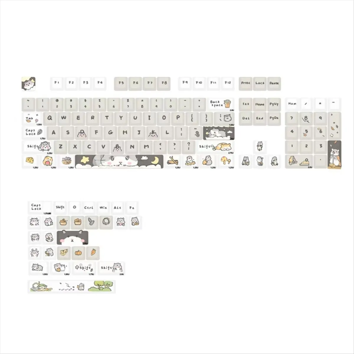 【COUPON!】132 Keys Cute Mouse Theme Keycaps XDA Profile Key Caps English for 61/64/68/84/87/96/98/104 Mechanical Keyboard Keycaps