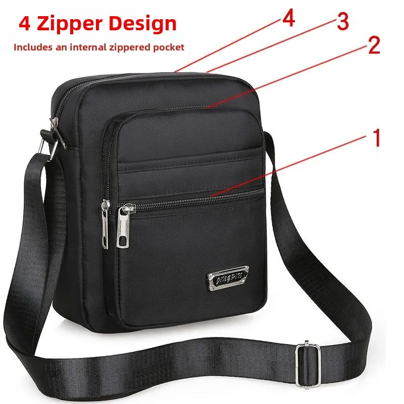 Casual Oxford Cloth Men's Shoulder Bag Canvas Handbag Crossbody Bag Business Trendy Bag Polyester Fiber Soft Zipper Closure