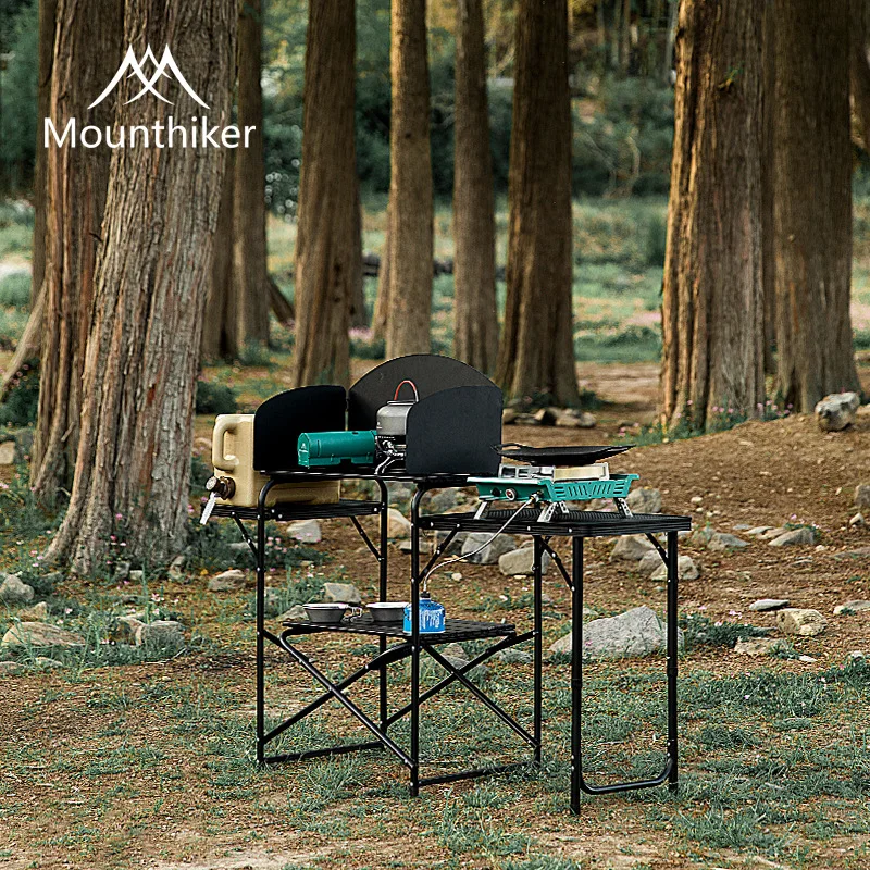 Mounthiker Outdoor Aluminum Alloy Foldable Storage Multiple People Mobile Kitchen Table for Camping Mountaineering Travel SZK358