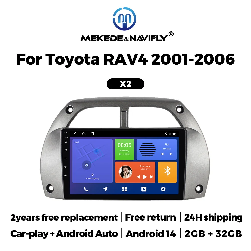 Android 14 Car Radio 2Din Multimedia Video Player for Toyota RAV4 Rav 4 2001-2006 Carplay Autoradio Navigation GPS HeadUnit WIFI