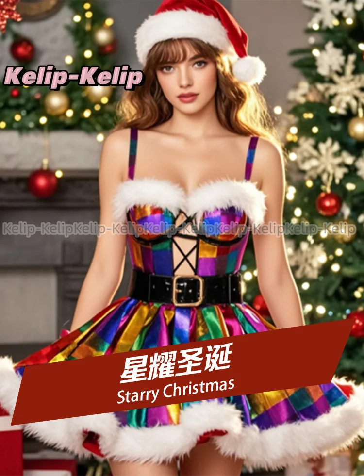 Customized Christmas Dress Women Girls Cosplay Costume Mrs Claus Original Designed Waistbelt Fancy