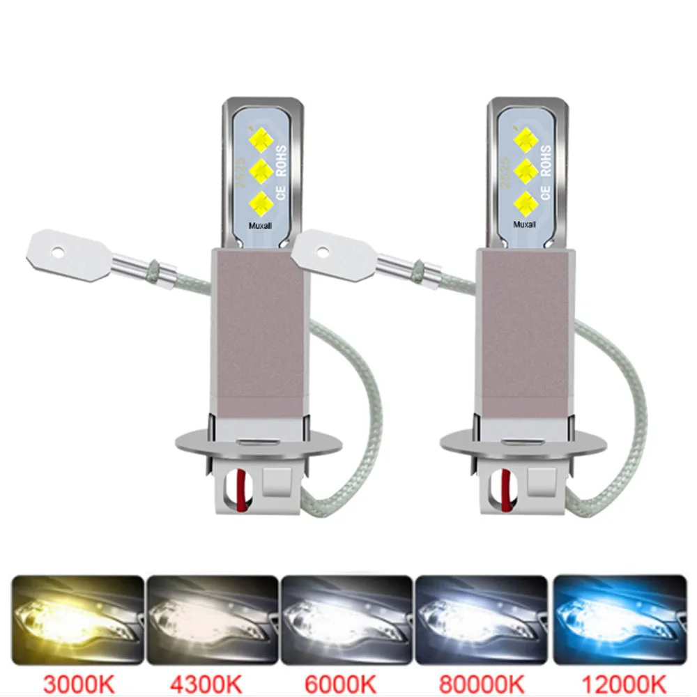 2Pcs New H3 H1 H7 LED Car Headlight Fog Light H11 H8 H9 9005 9006 Hb3 Hb4 LED Bulbs Auto Driving Running Lamps 20000LM 12V 24V