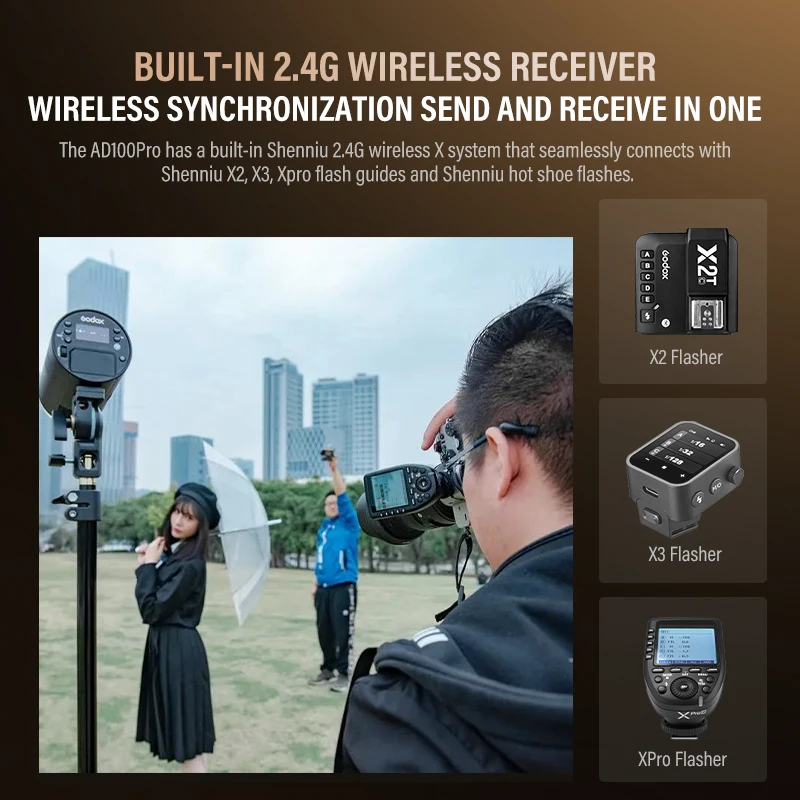 Godox AD100Pro مصباح يدوي خارجي 2.4G لاسلكي TTL HSS 100WS جيب جيب فلاش لكاميرا سوني نيكون كانون فوجي فيلم #6