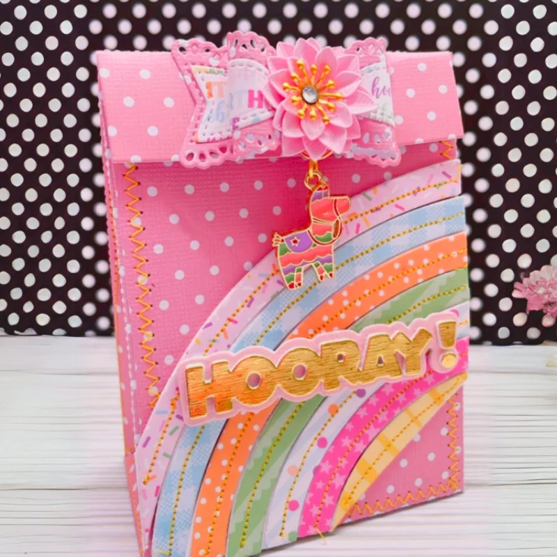 

Металлические Вырубные штампы Rainbow Shopping Bag для скрапбукинга, альбомов, бумажных открыток, декоративных поделок, вырубки для тиснения, новинка, 2024