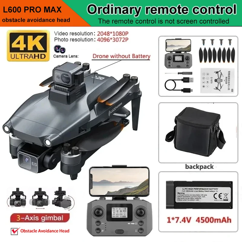 Nieuwe L600 Pro MAX 4K Professionele Drone Met 8K HD Camera 3-As Gimbal GPS Dron Obstakel vermijden 5G WIFI FPV RC Quadcopter Speelgoed