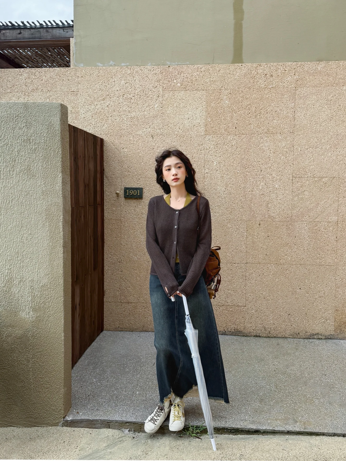 

Brown Hollow out Knitted Cardigan een Ne Hanging Vest Outerwear Two Piece Set Women's Casual Sle Medium Softn Long S...