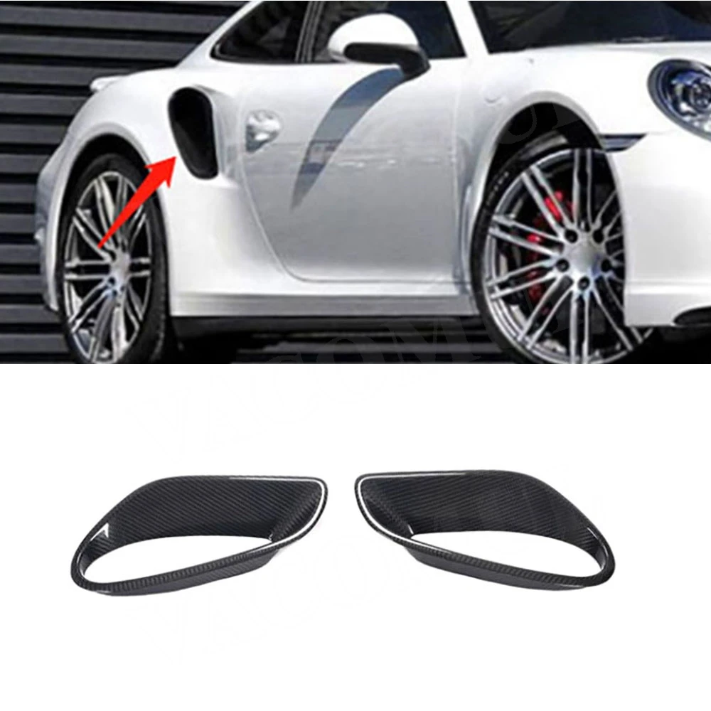 For Porsche 911 Turbo 2014 - 2016 Dry Carbon Side Fender Air Vent Covers Trims Door Air Intake Fender Vents Cover Trim FRP