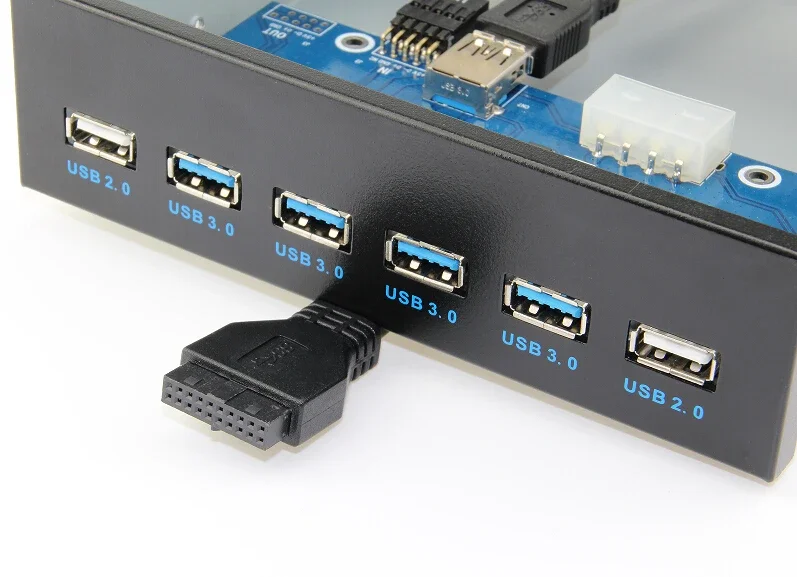 4 พอร์ต USB 3.0 + 2 พอร์ต USB 2.0 คอมพิวเตอร์เดสก์ท็อปแผงด้านหน้าออปติคัลไดรฟ์ขยาย USB3.0 CD-ROM Bracket Mount HUB Bay