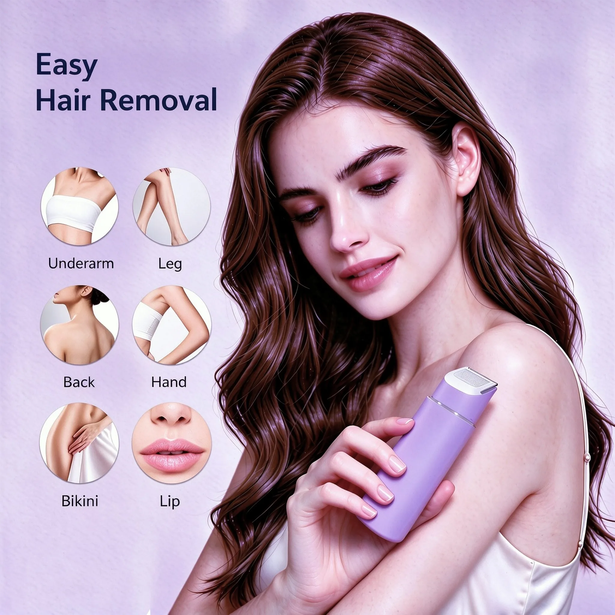 LuTechYo 3-in-1 Women's Shaver Electric Body Mini Hair Removal Lady Razor for Face Bikini Nose Waterproof Intimate Area Trimmer