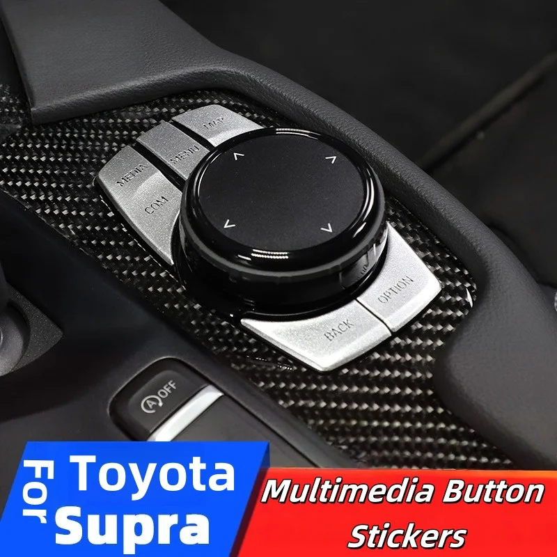 

Car Styling Chrome Interior Button Panel Decoration Cover Trim Sticker Frame For Toyota Supra A90 2019-2024 Auto Accessories