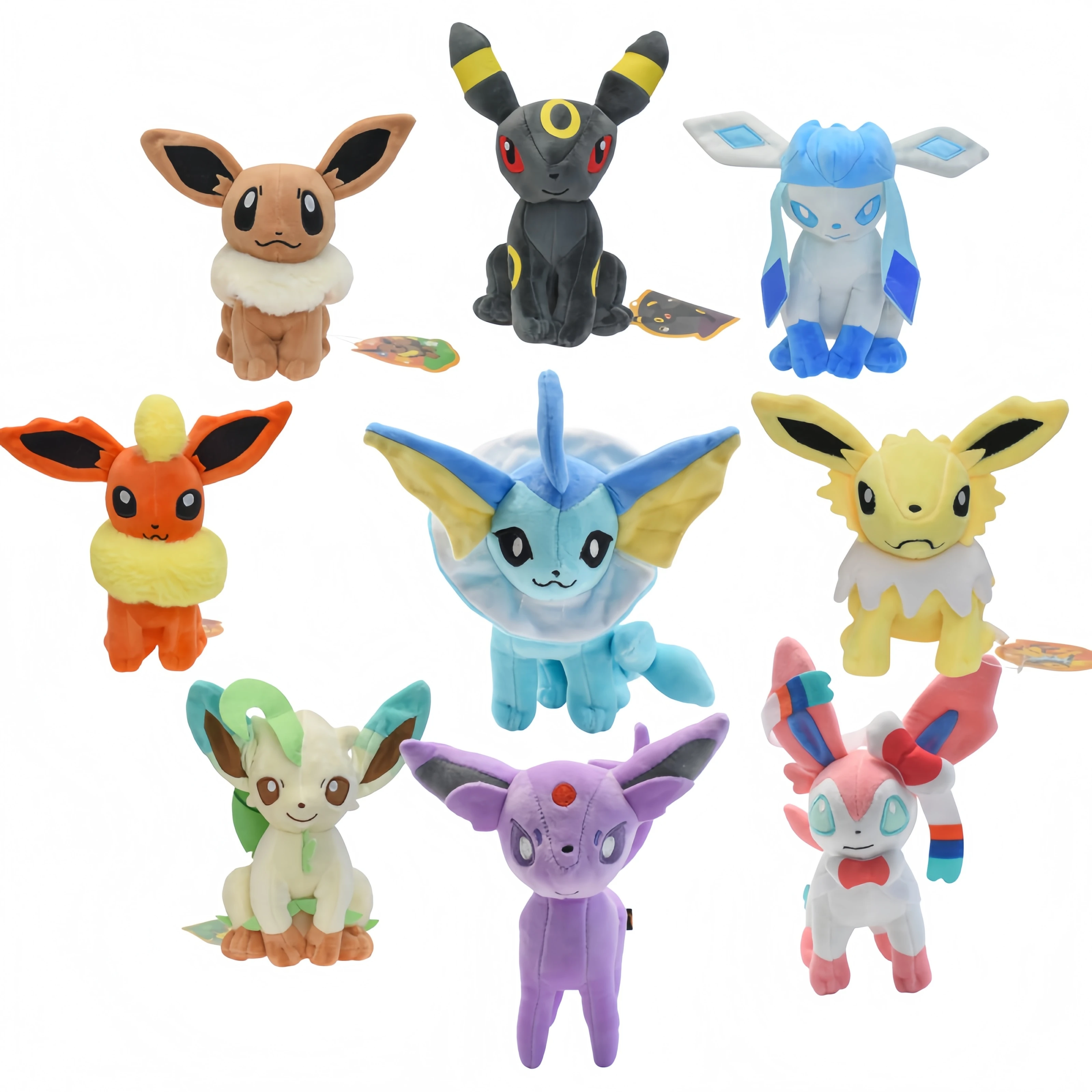 

Pokemon Eevee Family Plush Stuffed Dolls Set - Sylveon Leafeon Flareon Jolteon Vaporeon Collectible Toys Ideal Xmas Gift for Kid