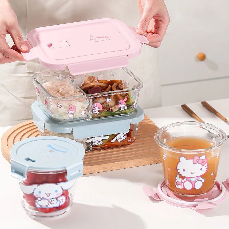 1080Ml Sanrio Hello Kitty Lunch Box Kuromi My Melody Cinnamoroll Cartoon Large Capacity Bento Food Preservation Box Girl Gift