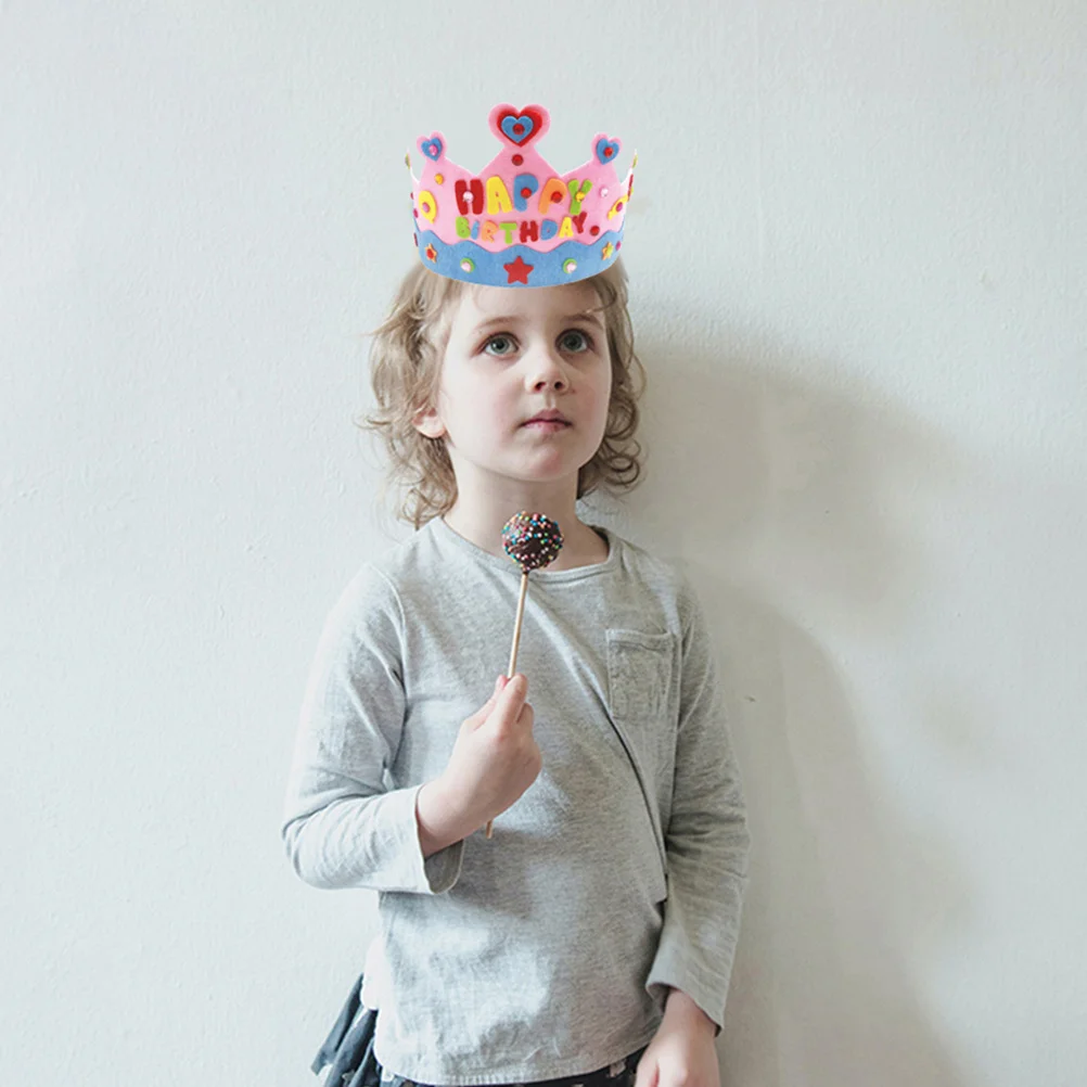 

6Pcs Birthday Party Crown DIY Felt Crown Hat Creative Tiara Unique Girl Headdress Birthday Hat Accessories Little Girl Headdress