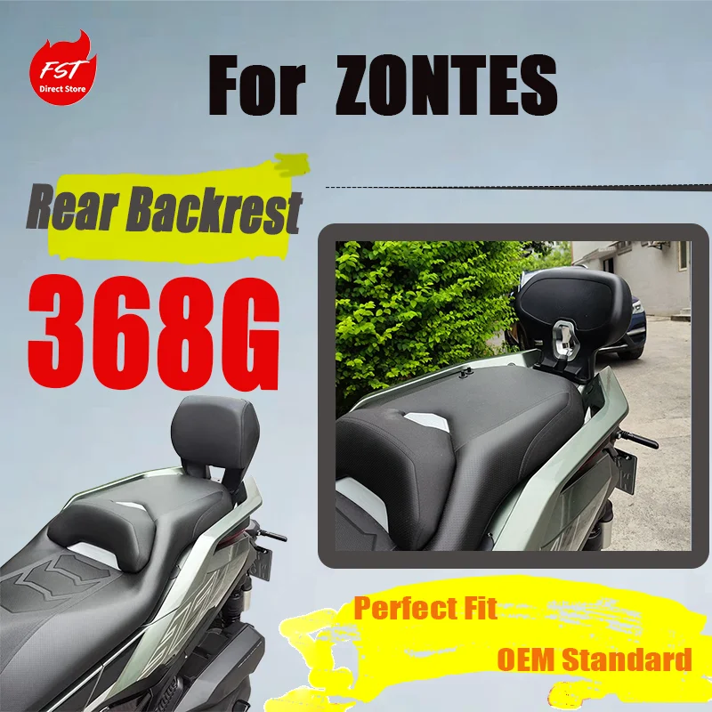 

For ZONTES 368G Modified Passenger Backrest, Soft Cushion Stable Easy Install No-Drill Rear Back Pad