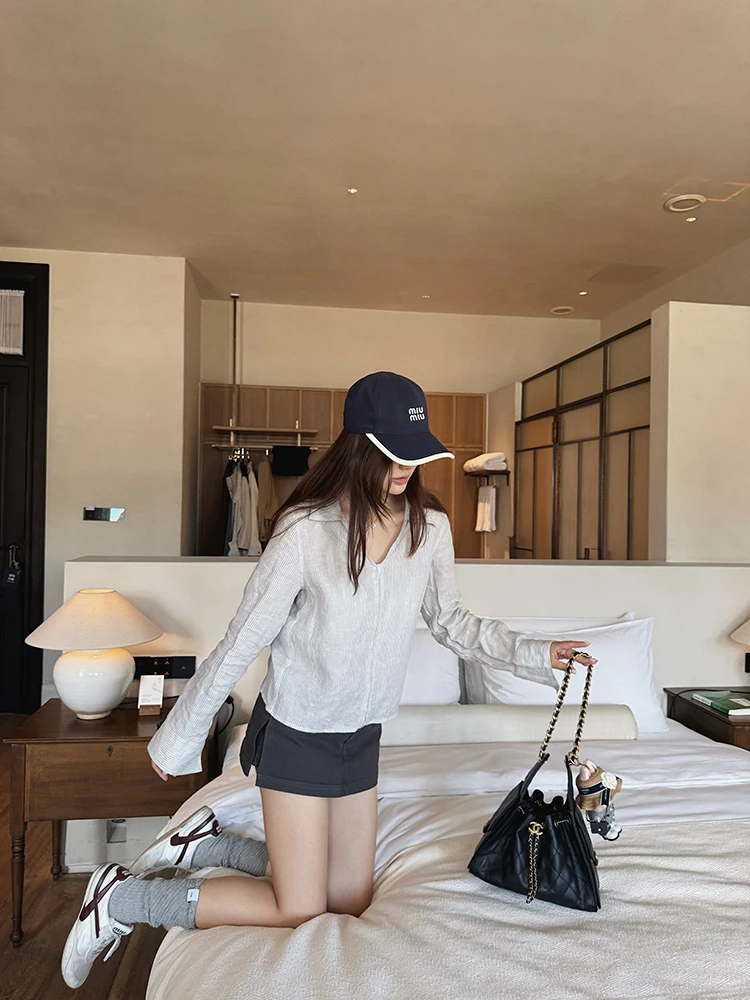 

Fly SD Women's ort Sve Long irt Casual Versatile Faionable Top Polyester Fiber V-ne Zipper Regular Fit