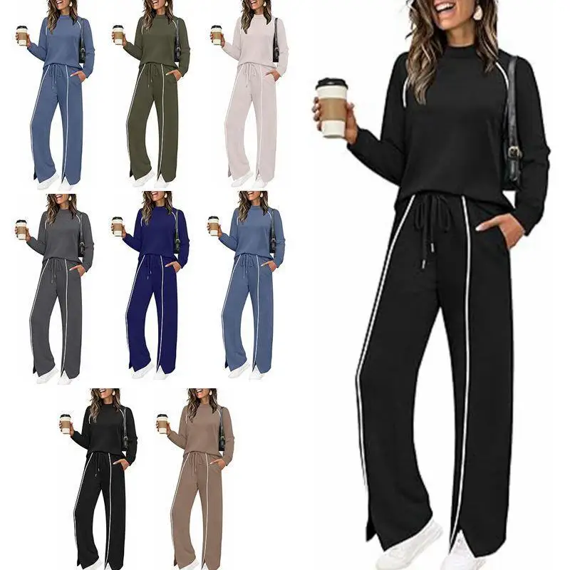 

Ladies Casual Hoodie And Pants Set High Waist Long Pants round Neck Long Sleeve Sweatshirt Comfortable Loose Fit Winter Outfit