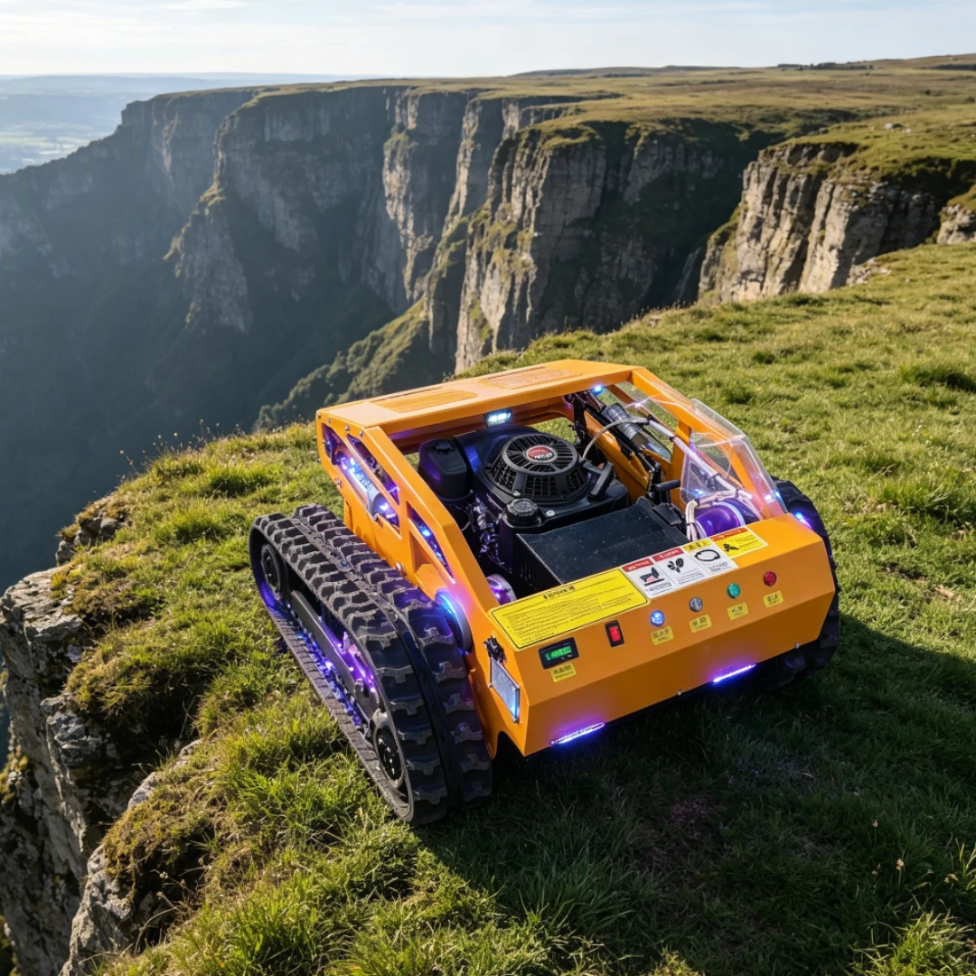Customized lawn mower track type lawn slope remote control operation fuel powered high horsepower hot selling model