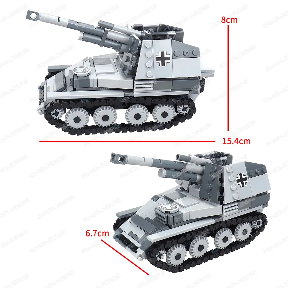 Blitzkrieg Military Self-Propelled Wasp Cannon Building Block Moc Ww2 Figures Weapons War Scenes Models Children Gifts Boys Toys