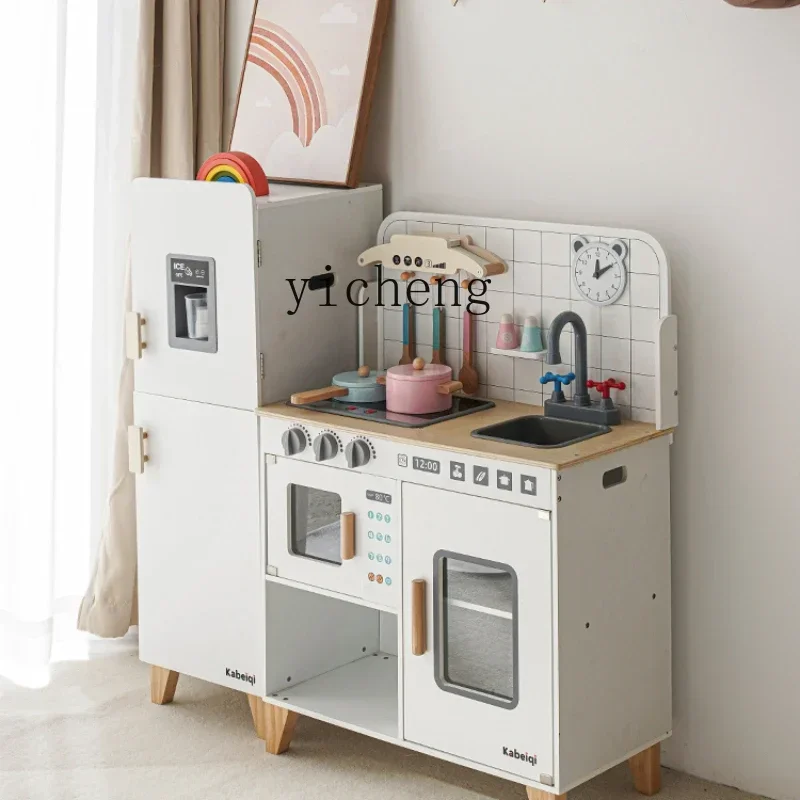 Children's Large Kitchen Toys Cooking And Cooking Simulation Kitchenware Suit Wooden Girl BoyR13
