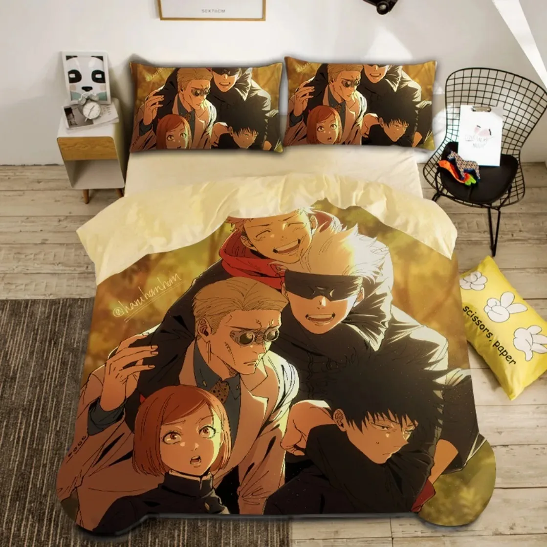 

Japan Anime Teenage Duvet Cover Set,Jujutsu Kaisen Bedding Set 3D Printed Boys Junior Duvet Cover Kit Twin Queen King Single Siz