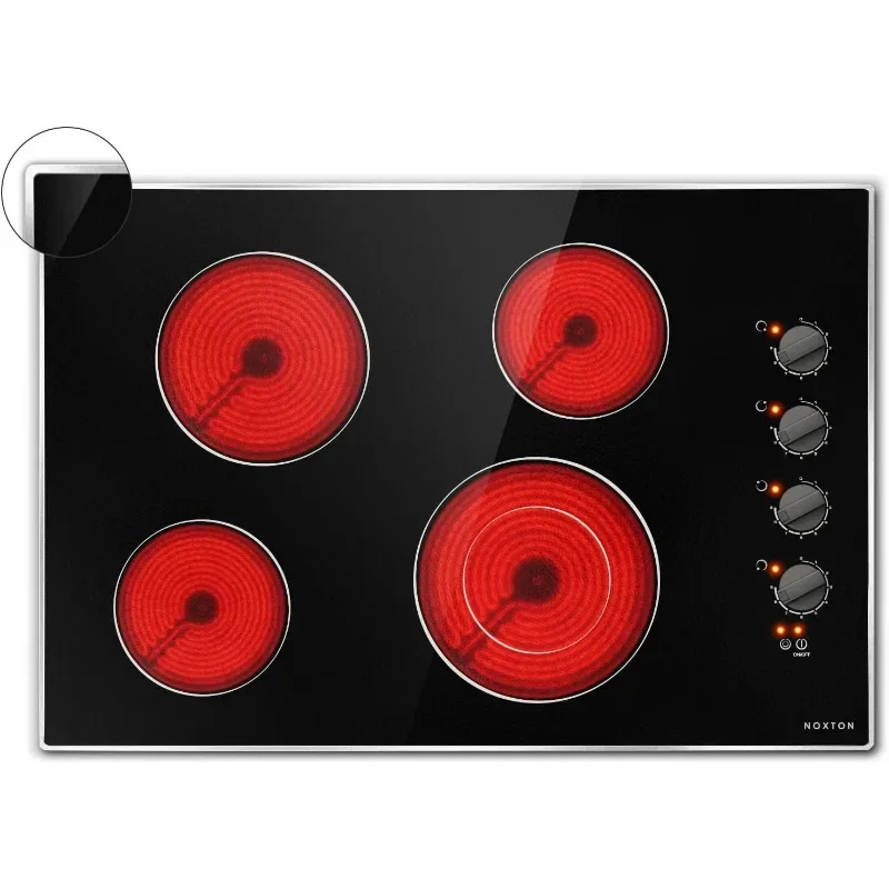 

Burners Electric Cooktop, Electric Ceramic Stove Top Glass Protection Frame, Hot Surface Indicator,